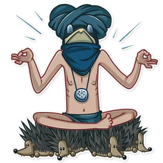 👳 1f892716 Мультфильм, Медитация, Йога, Индийский, Тюрбан, Духовный, Релаксация, Ежик whatsapp sticker