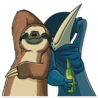 🍺 52afad08 ленивец, птица, пьющий, смешной, мультфильм whatsapp sticker