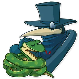 🐍 f03bc211 чумной доктор, змея, доктор, маска, шляпа, средневековый, животное, птица whatsapp sticker