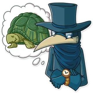 🐢 fda877e0 чумной доктор, мультик, черепаха, время, шляпа, маска, животное whatsapp sticker