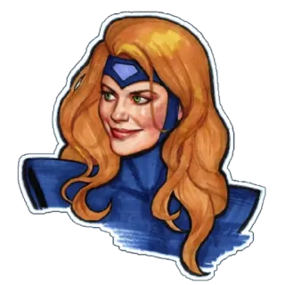 😊 a67bb24f femme, cheveux blonds, costume bleu, portrait, personnage féminin, héros telegram sticker