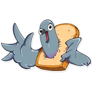👋 55aec673 鸽子, 鸟, 面包, 卡通, 动物, 贴纸 telegram sticker