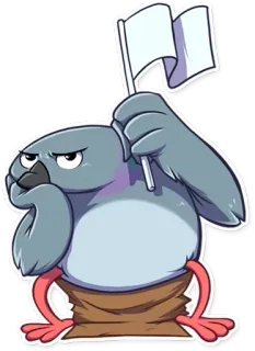 🏳 6294d8eb 鸽子, 鸟, 白旗, 投降, 卡通, 动物 telegram sticker
