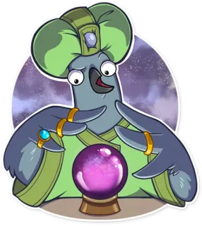 🔮 67eea64f 贴纸, 卡通, 算命师, 鸽子, 水晶球, 魔法 telegram sticker