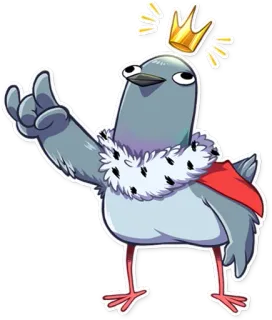 🤘 ffd37f5a 鸽子, 国王, 皇冠, 鸟, 动物 telegram sticker