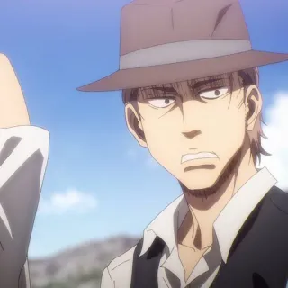 🐎 04a107f0 Zeke Yeager Attack on Titan Anime, Postać, Zły, Portret, Kapelusz telegram sticker