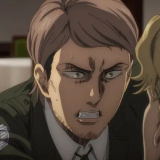 🐎 c3bfb4e9 Jean Kirstein Attack on Titan Jean Kirstein, Atak Tytanów, Anime, Postać, Wyraz twarzy, Zły telegram sticker