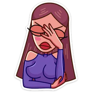 🤦 040c10b5 kobieta, facepalm, rozczarowanie, kreskówka, naklejka, wyraz, gest telegram sticker