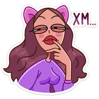 😑 5a2bd7ad XM... kobieta, kreskówka, wyraz, naklejka telegram sticker