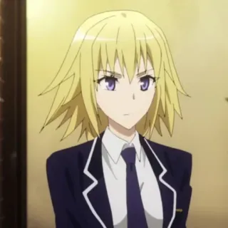 👩‍🦰 1e667d05 anime, blonde hair, purple eyes, serious, female telegram sticker