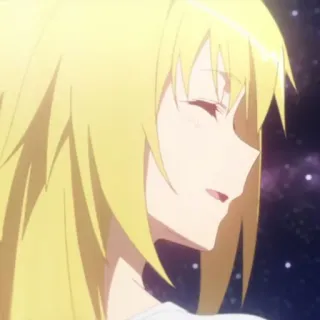 😗 2a611bfc anime, girl, blonde, smiling, cheerful, cute telegram sticker