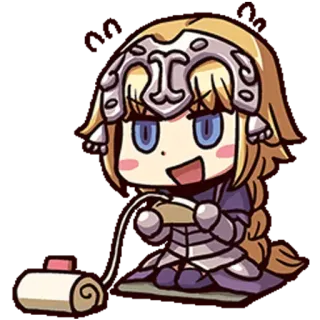 🎮 a831b361 Jeanne d'Arc chibi, anime, girl, armor, playing telegram sticker