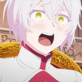 🥰 2720b453 Anime, Personaje, Pelo blanco, Emocionado, Rosa, Retrato telegram sticker