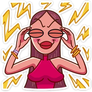 😡 f0241b07 wanita, kartun, sakit kepala, stres, frustrasi, listrik, marah whatsapp sticker