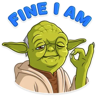 👌 281bc058 Yoda Star Wars FINE I AM yoda, star wars, fine, okay, meme, jedi telegram sticker