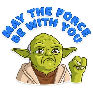 ✊ 566446d7 Yoda Star Wars MAY THE FORCE BE WITH YOU yoda, star wars, may the force be with you, movie, science fiction, the force telegram sticker