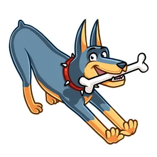 ☺️ 1c2c6581 pies, kość, zwierzę, zwierzę domowe, kreskówka, doberman telegram sticker