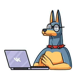 🤓 3d594bcd pies, laptop, okulary, naklejka, smart, zwierzę, kreskówka telegram sticker