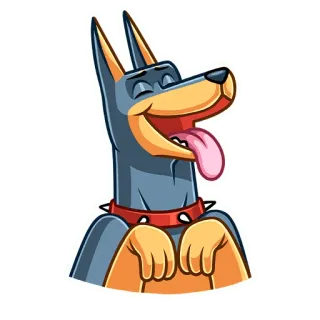 ☺️ 592fb270 pies, kreskówka, zwierzę, zwierzę domowe, doberman, naklejka telegram sticker