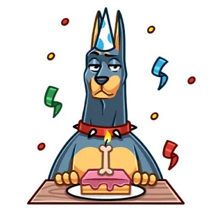 🥳 9e67678f pies, urodziny, tort, impreza, kreskówka, słodki, świętowanie, zwierzę telegram sticker