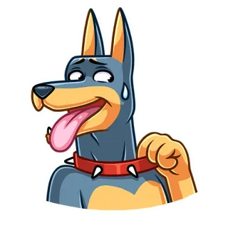 😅 9eeaec22 pies, doberman, zwierzę, kreskówka, obroża, śmieszne telegram sticker