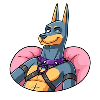 😉 bcae0fe0 pies, zwierzę domowe, zwierzę, kreskówka, szelki, obroża, antropomorficzny telegram sticker