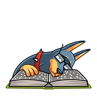 ☹️ f60b3677 pies, czytanie, książka, okulary, edukacja, nauka, zwierzę telegram sticker