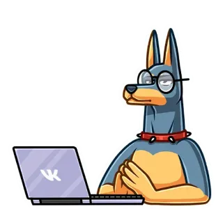 🤓 87638f40 chien, ordinateur, lunettes, animal, dessin animé telegram sticker