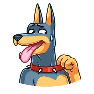 😅 9da5c85b chien, doberman, animal, dessin animé telegram sticker