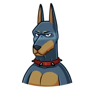 😡 d6184d07 chien, dobermann, animal, animal de compagnie, dessin animé telegram sticker