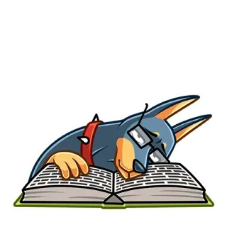 ☹️ e3536eb3 chien, lecture, lunettes, livre, animal, animal de compagnie telegram sticker