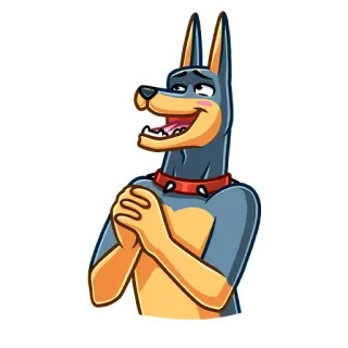 ☺️ fa21b05d chien, dessin animé, mignon, animal, animal de compagnie, doberman telegram sticker
