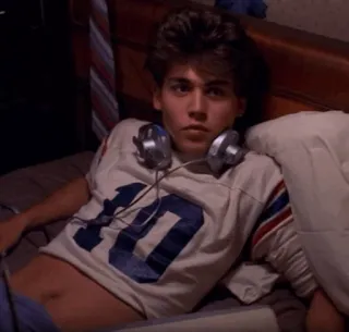 🎱 87321016 johnny depp, 80s, bedroom, retro, headphones telegram sticker