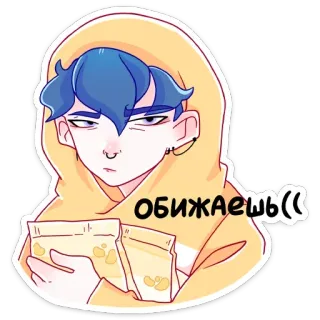 😰 688429fe обижаешь(( cartoon, anime, character, russian, hoodie, drawing whatsapp sticker