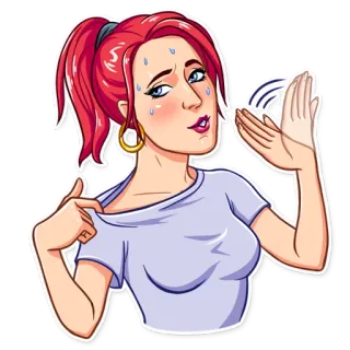 🥵 04ce65b0 ผู้หญิง, เหงื่อออก, ร้อน, การ์ตูน, ความร้อน, หมดแรง, ผมแดง telegram sticker