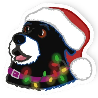 🎄 b9b39ce9 狗, 圣诞节, 圣诞帽, 节日, 灯, 宠物, 节日气氛 telegram sticker