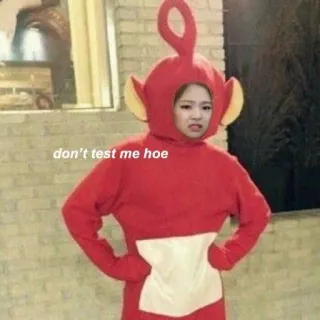 🌷 f039a283 don't test me hoe Meme, lucu, Teletubbies, menyinggung, Meme internet telegram sticker