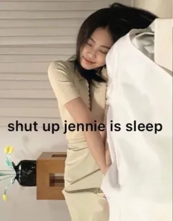 🌟 440941e8 Jennie shut up jennie is sleep kpop, ngủ, jennie, idol, meme, im đi telegram sticker
