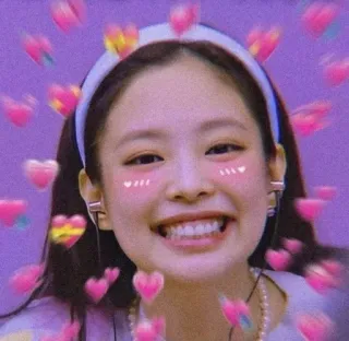 🌟 a76f60ae Jennie Kim kpop, ca sĩ, phụ nữ, chân dung, trái tim, màu tím, dễ thương telegram sticker