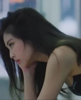 🤔 71ba45cc wanita, profil, rambut hitam, potret, cantik, rambut panjang, close up telegram sticker