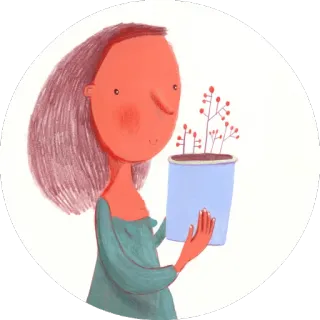 🌹 04641d96 mujer, planta, maceta, ilustración, naturaleza, persona, dibujo whatsapp sticker