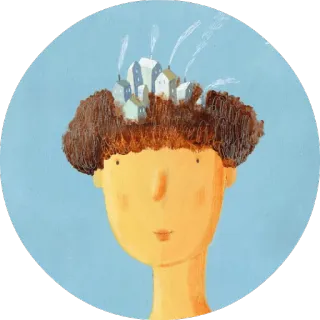 😊 5f8c0669 abstracto, cabeza, edificios, casas, ciudad, pelo whatsapp sticker