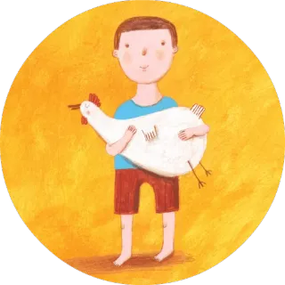 🐔 74d79938 niño, pollo, animal, ilustración, chico whatsapp sticker