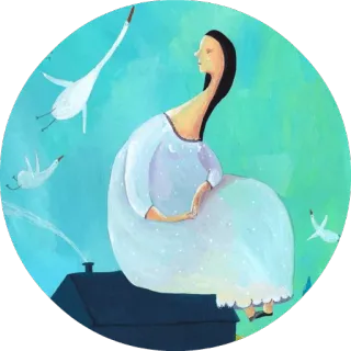 😞 afc6ebcf mujer, cisnes, pintura, arte whatsapp sticker