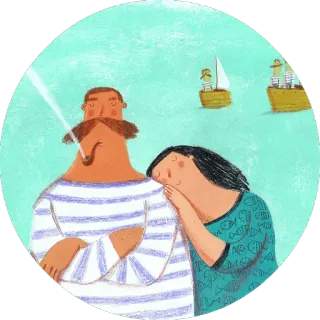 😚 b9309f43 marinero, mar, pareja, barco, bote whatsapp sticker