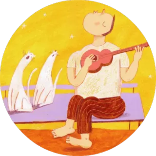 🎸 bf946598 gato, guitarra, música, animales, canción, dibujo animado whatsapp sticker