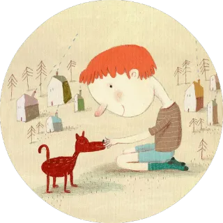 🐶 fd06b37c niño, perro, rojo, amistad, ilustración, dibujos animados whatsapp sticker