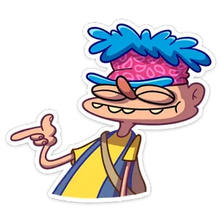 😉 b60c6c55 cartoon, character, pointing, funny, comic telegram sticker
