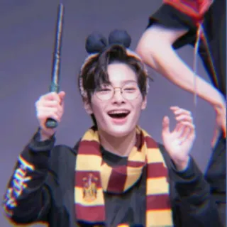 🌱 2690b5aa osoba, uśmiech, okulary, szalik, różdżka, harry potter, szata, szczęśliwy telegram sticker