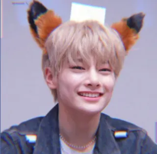 🌱 f2f46e5c osoba, uśmiech, uszy, lisie uszy, kpop, mężczyzna telegram sticker